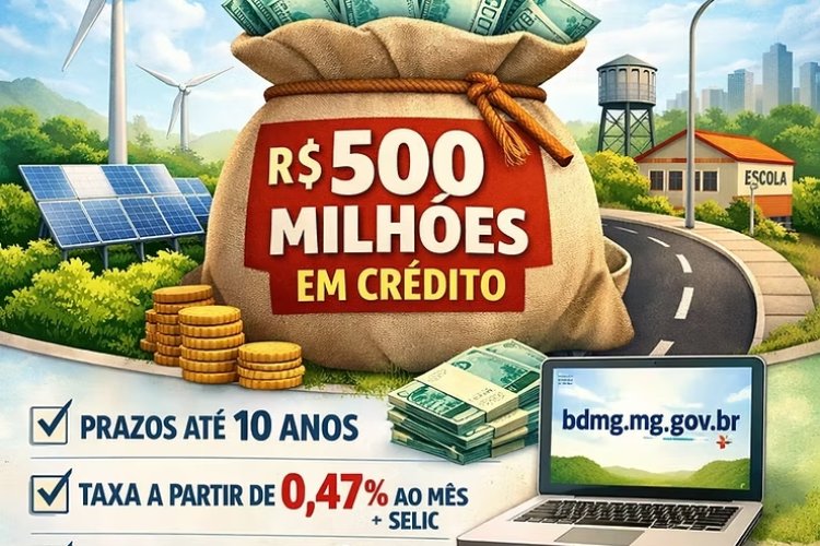 Prefeituras mineiras terão R$ 500 milhões no Edital BDMG Municípios 2026 para financiar infraestrutura e sustentabilidade